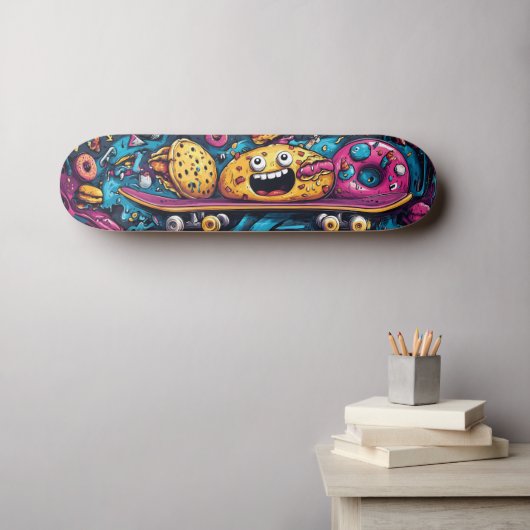 Graffiti-artige Lebensmittelzeichen auf Skateboard (Wandkunst (Horz))