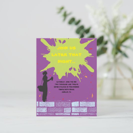 Graffiti Artist Bar Bat Mitzvah Einladung Party Ca (Stehend Vorderseite)