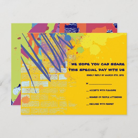 Graffiti Artist Bar Bat Mitzvah Einladungs-Antwort RSVP Karte (Vorne/Hinten)