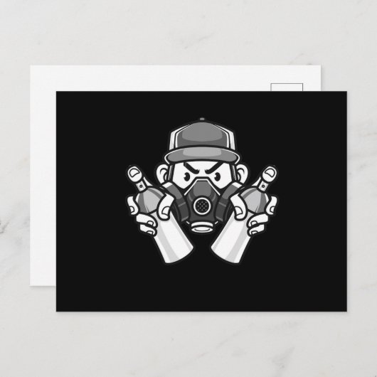 Graffiti Artist Gas Mask Urban Spray Can Painter H Postkarte (Vorne/Hinten)