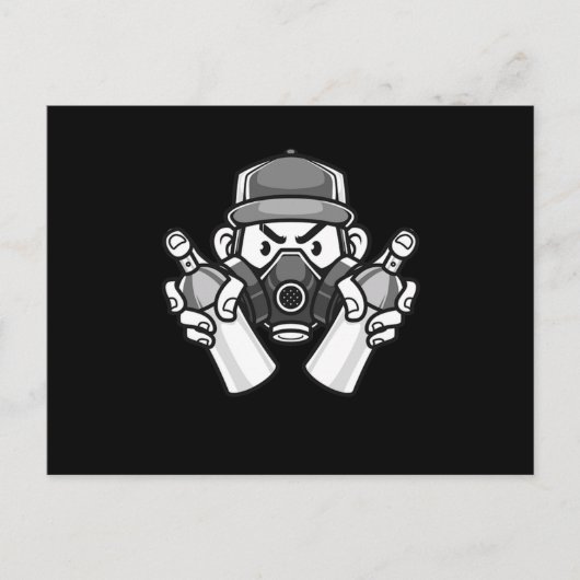 Graffiti Artist Gas Mask Urban Spray Can Painter H Postkarte (Vorderseite)