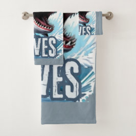 Graffiti-Artwor mit weißem und zyanischem Hai Badhandtuch Set