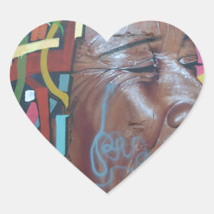 Graffiti Artwork Face Herz-Aufkleber