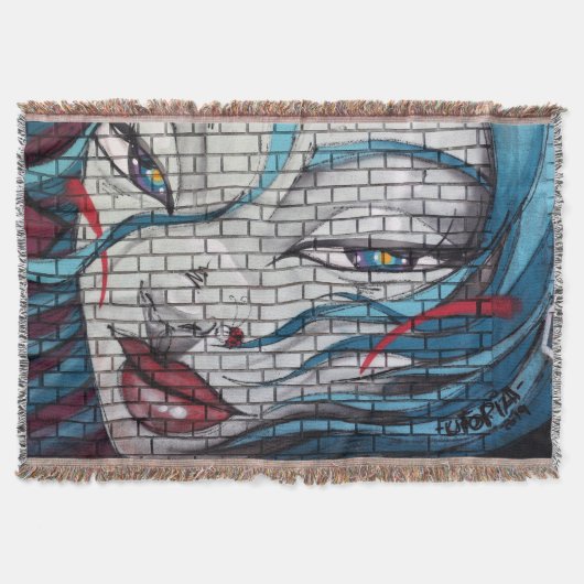 Graffiti Asian Girl Decke (Vorderseite)