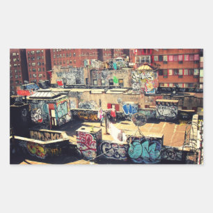 Graffiti auf dem Dach in Chinatown Rechteckiger Aufkleber