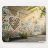 Graffiti auf einer Ziegelmauer Humanity-Mural Mousepad (Vorne)