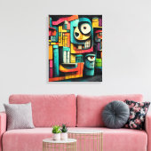 Graffiti auf schwarzem Hintergrund 3D-Malerei Leinwanddruck (Insitu (Wohnzimmer))