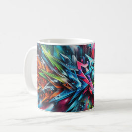 Graffiti auf Ziegelwand mit Skyline Streetart Kaffeetasse