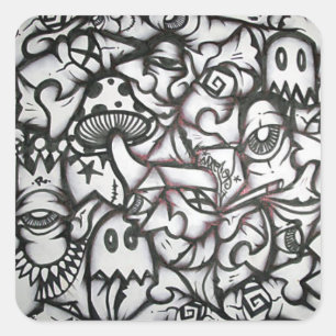 Graffiti-Aufkleber Quadratischer Aufkleber