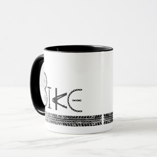 Graffiti aus Fahrradteilen mit Reißspuren Tasse (Vorderseite Links)