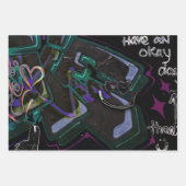 Graffiti Black Green Modern Urban Street Wall Art Geschenkpapier Set (Vorderseite 2)