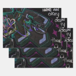 Graffiti Black Green Modern Urban Street Wall Art Geschenkpapier Set