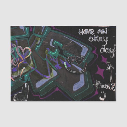 Graffiti Black Green Modern Urban Street Wall Art Seidenpapier (Vorderseite)
