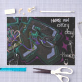 Graffiti Black Green Modern Urban Street Wall Art Seidenpapier (Handwerk)