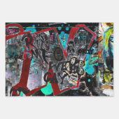 Graffiti Black Red Urban Street Wall Art Geschenkpapier Set (Vorderseite)