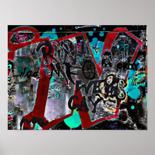 Graffiti Black Red Urban Street Wall Art Poster (Vorne)