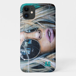 Graffiti Blond Girl mit Round-Sunglasses Monogramm Case-Mate iPhone Hülle