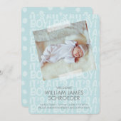 Graffiti Blue Baby Birth Announccard Ankündigung (Vorne/Hinten)