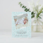 Graffiti Blue Baby Geburtsankündigung Postkarte (Stehend Vorderseite)