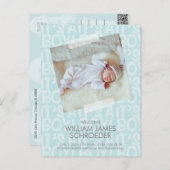 Graffiti Blue Baby Geburtsankündigung Postkarte (Vorne/Hinten)