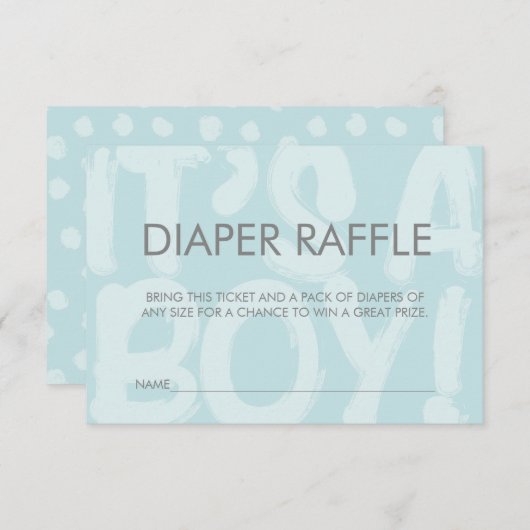 Graffiti Blue Baby Showdusche Windeln Raffle Ticke Einladung (Vorne/Hinten)