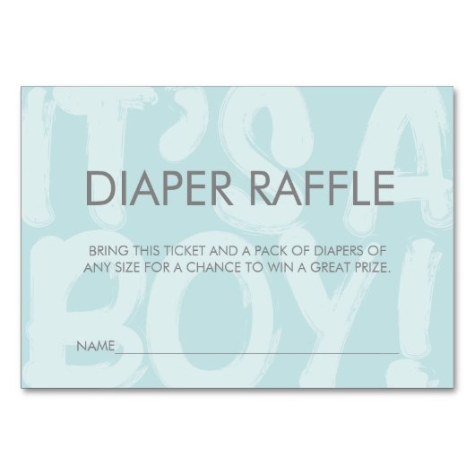 Graffiti Blue Baby Showdusche Windeln Raffle Ticke Tischnummer (Vorderseite)