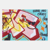 Graffiti Blue Pink Urban Street Kunst Geschenkpapier Set (Vorderseite)