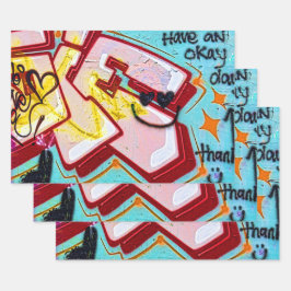 Graffiti Blue Pink Urban Street Kunst Geschenkpapier Set