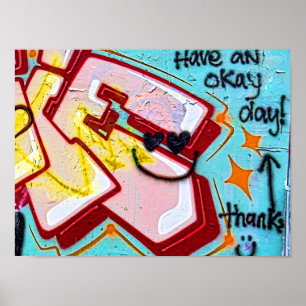 Graffiti Blue Pink Urban Street Kunst Poster