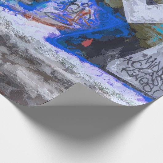 Graffiti Blue Urban Grunge Street Wall Malerei Geschenkpapier (Ecke)