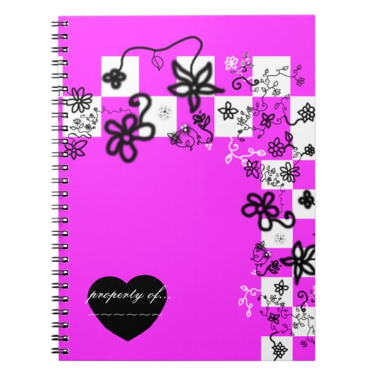 Graffiti-Blume und Karo-Notebook Notizblock (Vorderseite)