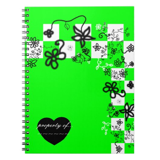 Graffiti-Blume und Karo-Notebook Notizblock (Vorderseite)