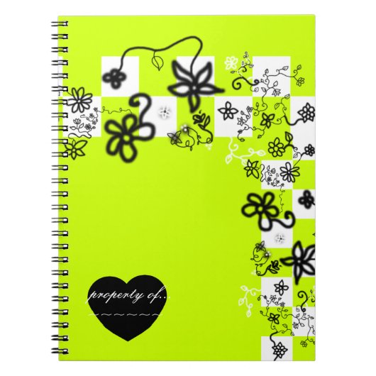 Graffiti-Blume und Karo-Notebook Notizblock (Vorderseite)