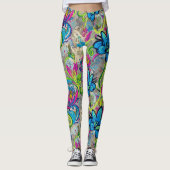 Graffiti-Blumen Leggings (Vorderseite)