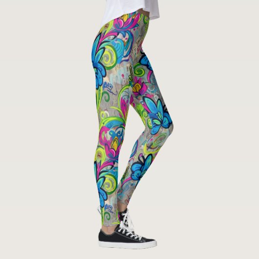 Graffiti-Blumen Leggings (Rechts)