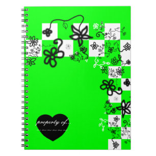 Graffiti-Blumen und Karo-Notizbuch Notizblock
