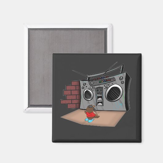 Graffiti Boom Box Break Dance Cartoon Magnet (Vorderseite/Rückseite)