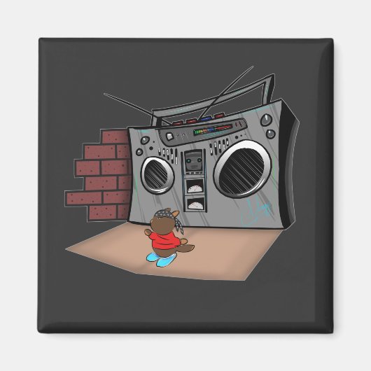 Graffiti Boom Box Break Dance Cartoon Magnet (Vorne)