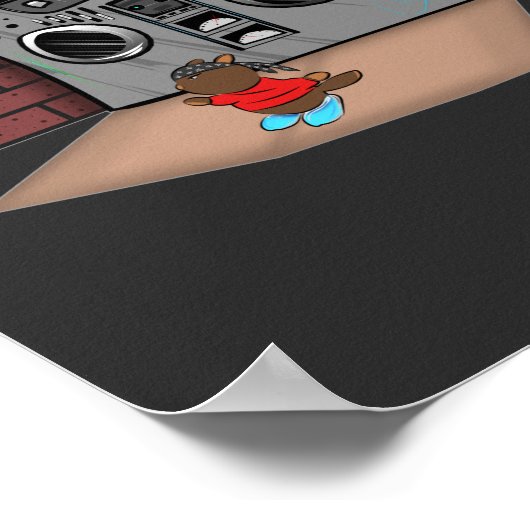 Graffiti Boom Box Break Dance Cartoon Poster (Ecke)