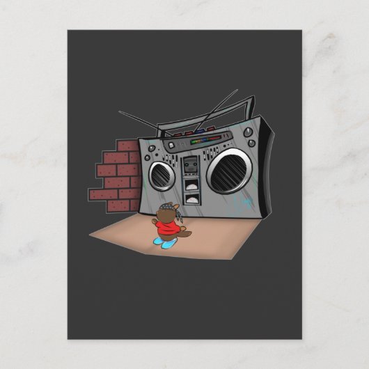 Graffiti Boom Box Break Dance Cartoon Postkarte (Vorderseite)