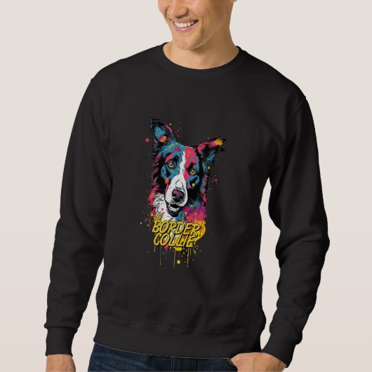 Graffiti Border Collie Mural Street Border Collie Sweatshirt (Vorderseite)