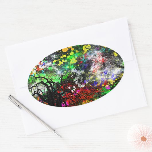 Graffiti Brick Wall Ovaler Aufkleber (Umschlag)