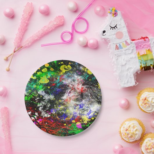 Graffiti Brick Wall Pappteller (Party)