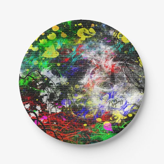 Graffiti Brick Wall Pappteller (Vorderseite)