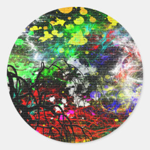 Graffiti Brick Wall Runder Aufkleber