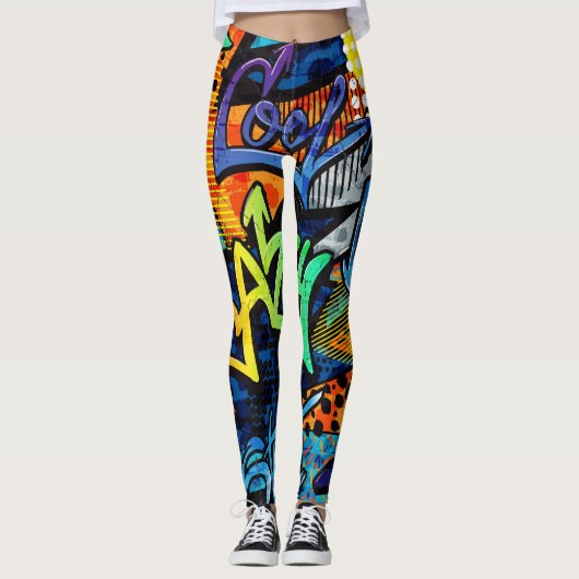 Graffiti Bricks: Urban Abstrakt Leggings (Vorderseite)