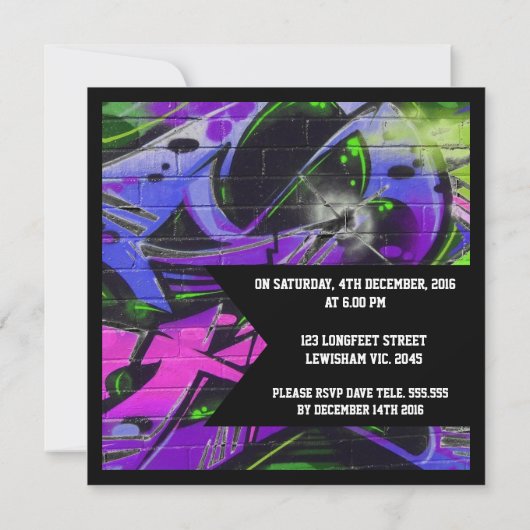 Graffiti Briefe zum Geburtstag Einladung (Rückseite)