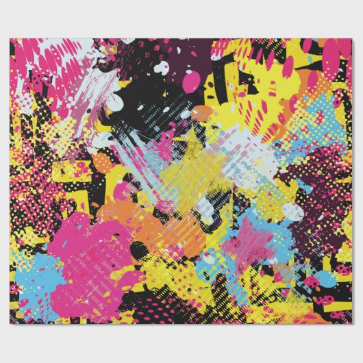 Graffiti bright psychedelic seamless pattern illus geschenkpapier (Flach)