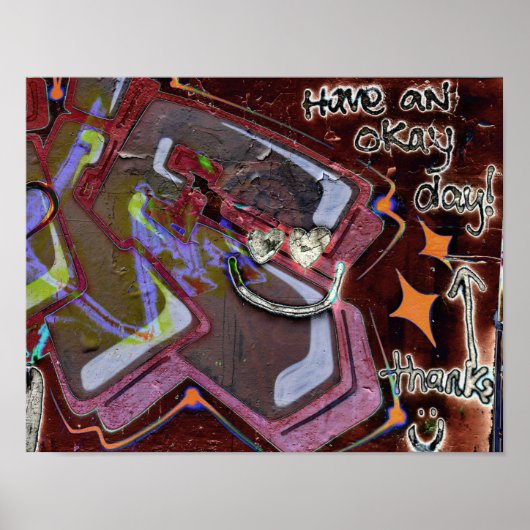 Graffiti Brown Pink Urban Grunge Street Art Poster (Vorne)