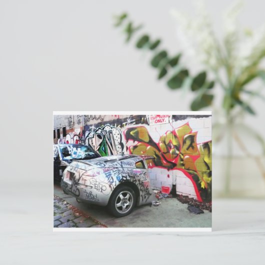 Graffiti Car Postkarte (Stehend Vorderseite)